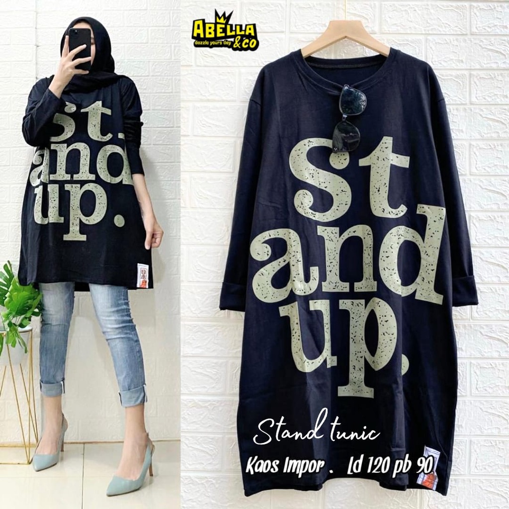 BAJU TUNIK JUMBO WANITA STAND TUNIC BY ABELLA • BAJU TUNIK LD 120CM JUMBO PJ 90CM KAOS IMPORT
