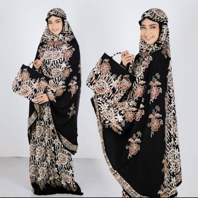 Mukena Batik Sogan • HITAM • Adem & nyaman dipakai | ASLI PEKALONGAN