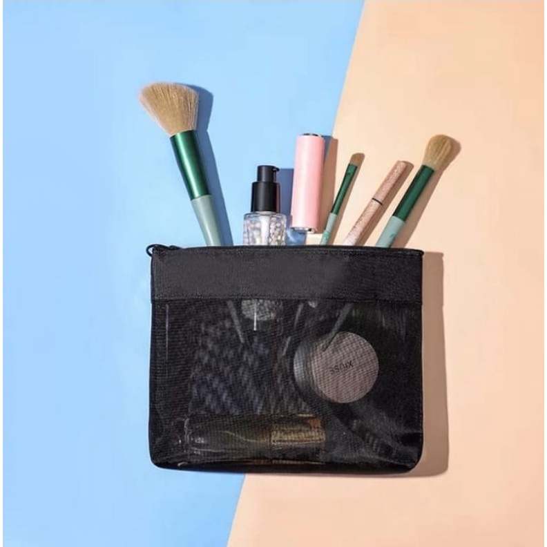 Tas Kosmetik Wanita Kantung PerlengkapanMandi Jaring Nilon Uniseks Tas Perlengkapan Mandi Travel  Organizer Penyimpanan Makeup Tas Tangan Pantai