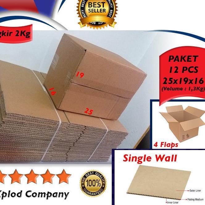 

SHOPEE 11.11 (12 Pcs) Boks Packing Polos 25x19x16 Volume 1kg Kardus Polos Ukuran Sedang Kardus Packi