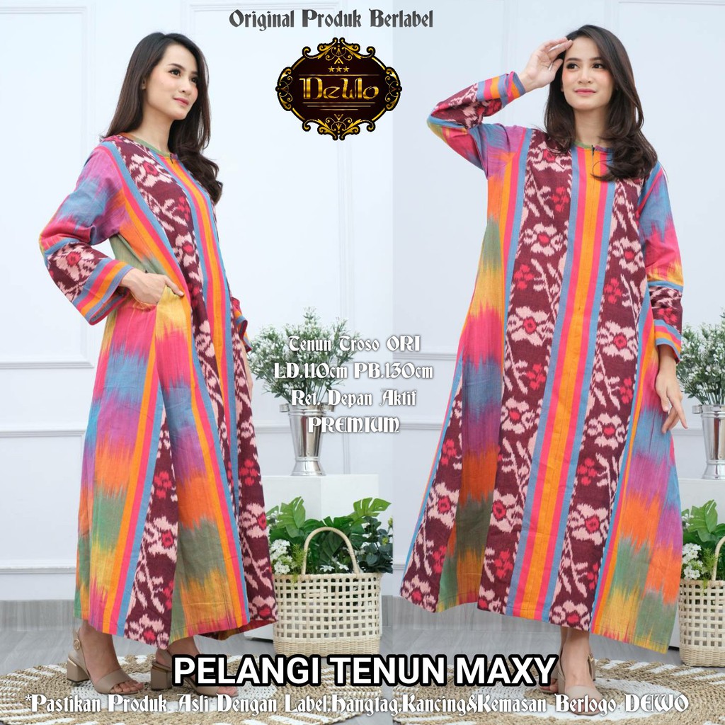 [Terbaru] Gamis Batik Wanita Seragam Kantoran Batik Modern kode Pelangi Tenun