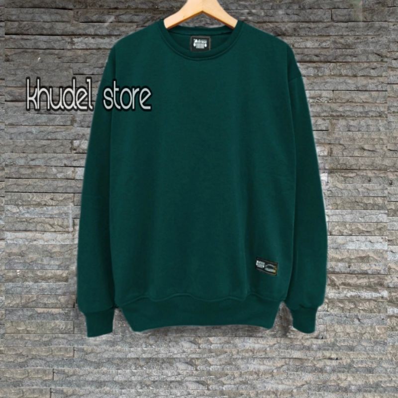 Sweater Polos CrewNeck Hijau Botol termurah