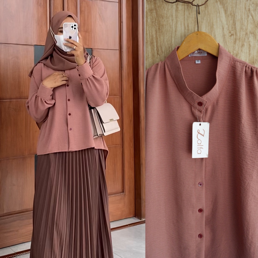 ZIYA PART 1 blouse by ZALFA OUTFIT / blouse crincle / kemeja crincle / blouse polos