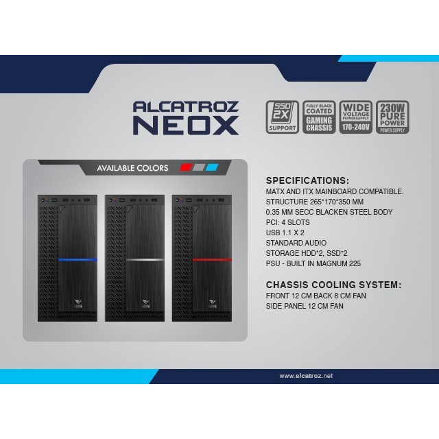 Casing Alcatroz Azzura NEOX Mini-ATX with 450Watts PSU - Alcatroz NEOX