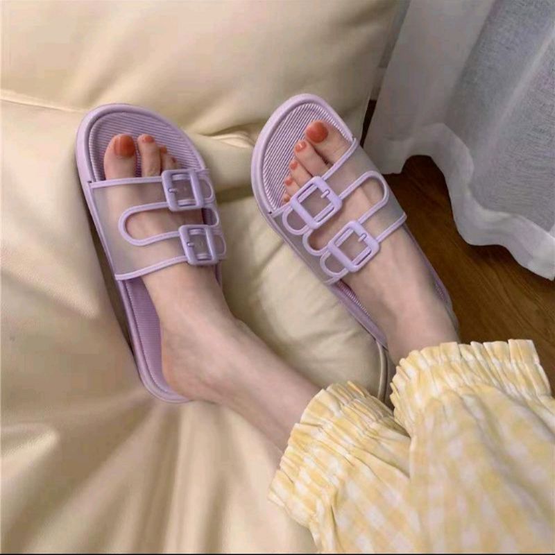 Sandal Jelly Wanita Selop Slop Ban Dua 1688 Karet V 202