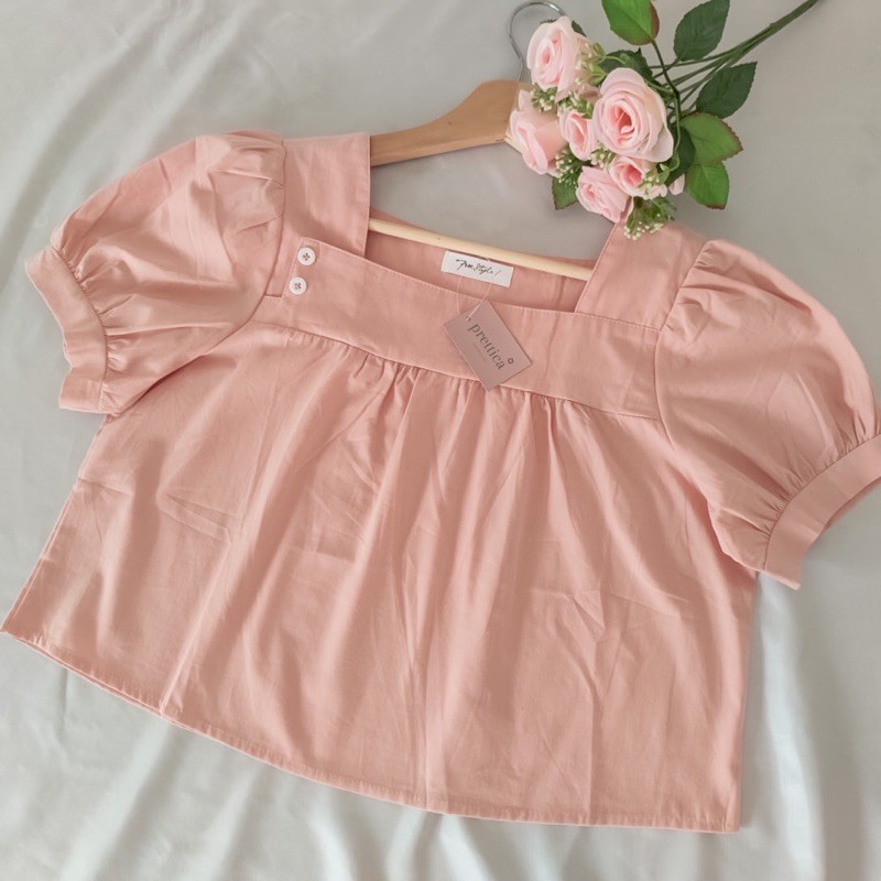 Prettica T03 - Square Neck Korean Blouse Puff Sleeve