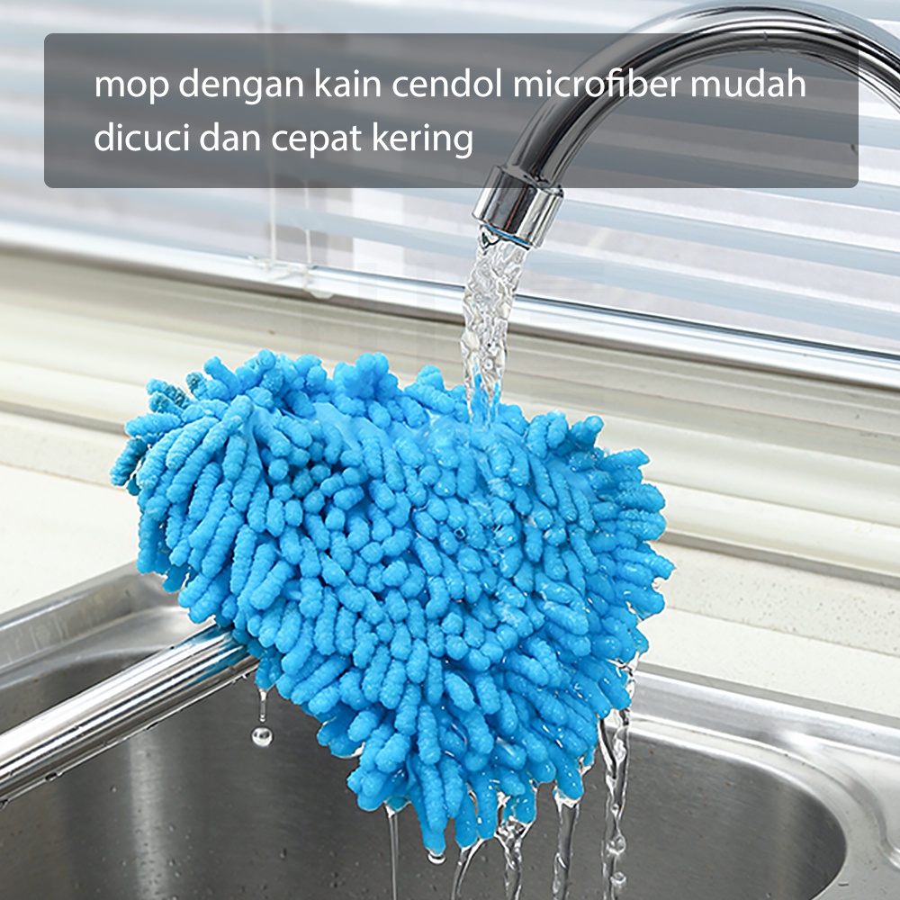 HUGO Alat Pel Lantai Triangle Kain Cendol Microfiber - Alat Pembersih Rumah Praktis Biru