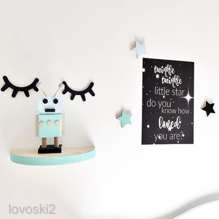 2pcs 3D Eyelashes Wooden Wall Sticker Decal Girl Bedroom Decoration Accessories