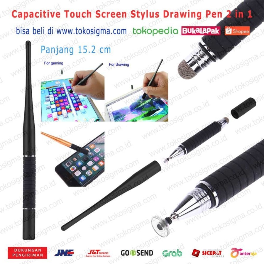 Capacitive Pen Touch Screen Drawing 2in1 Stylus Tab HP Android IPHONE