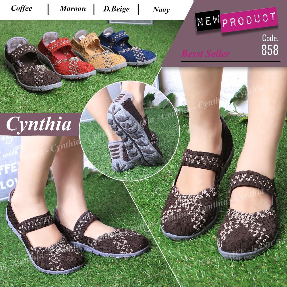 Jual CYNTHIA SEPATU RAJUT   SEPATU ANYAM   CYNTHIA FLAT 858 ORIGINAL Berkualitas