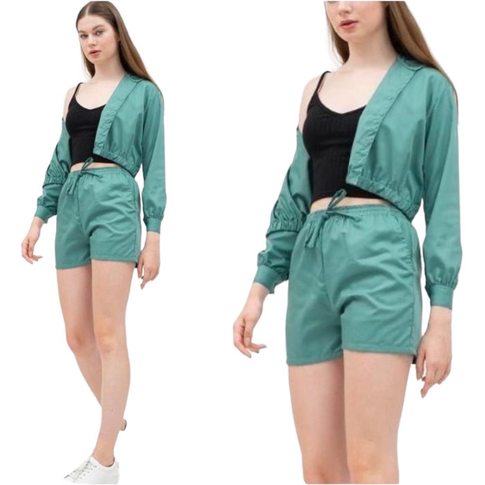 setelan hoodie wanita remaja terbaru/set Hoodie pendek celana kekinian - Tosca