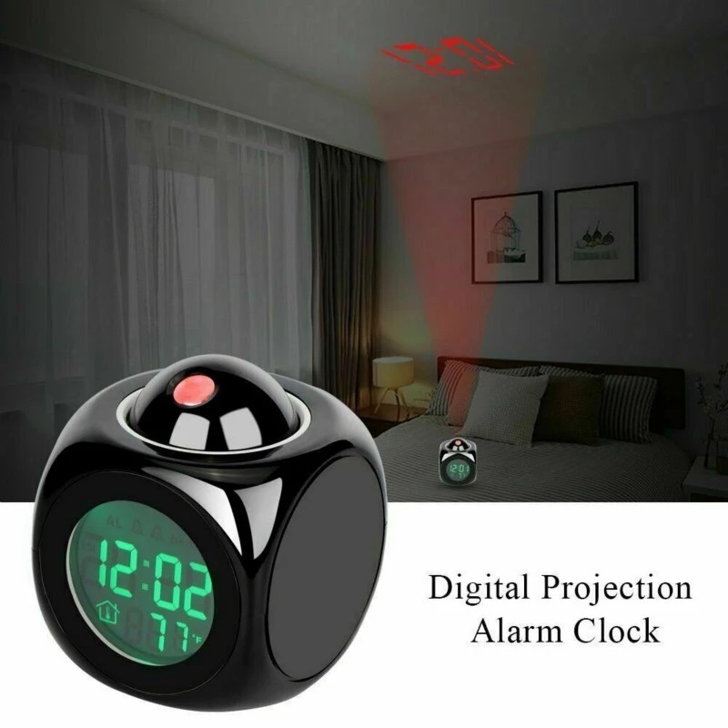 [LED Projector Temperature Digital Alarm Clock] [Creative Digital Projector Office Home Desk Alarm Clock] [USB Charger Square Desktop Table Clock]