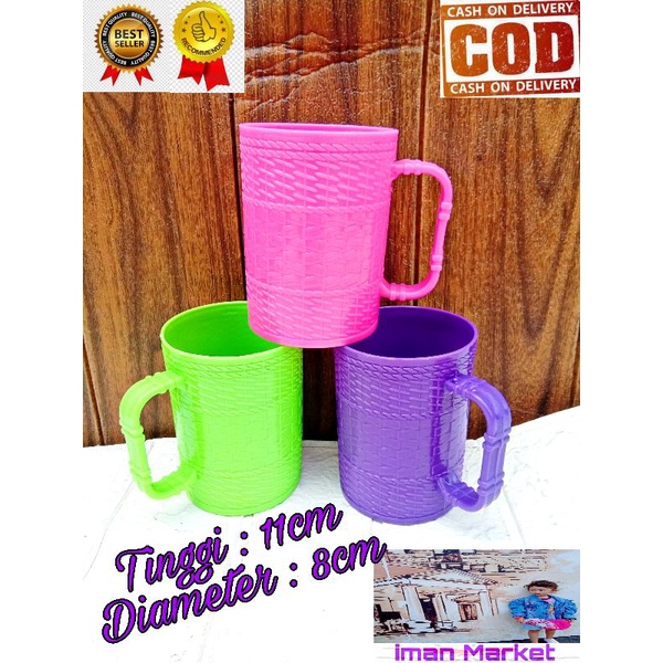Gelas Motif Tikar Murah / Cangkir plastik / Gelas murah