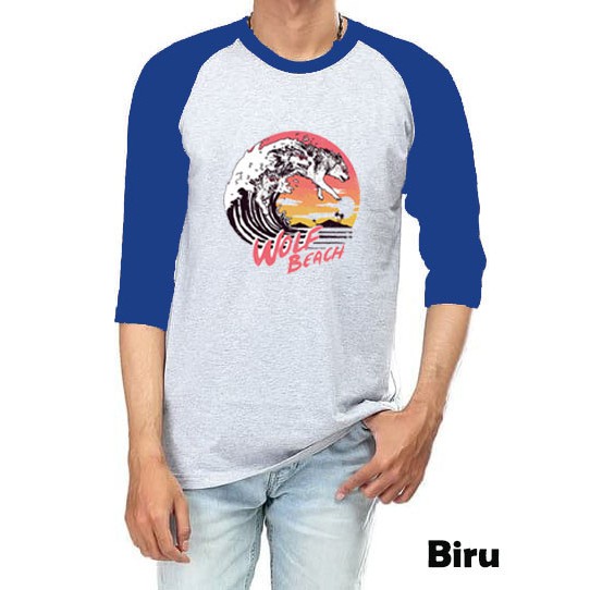 Kaos Raglan Abu muda M61 Lengan 3/4 motif gambar