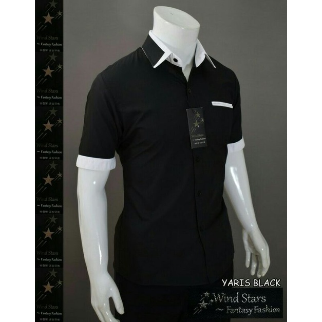 Kemeja Yaris Black - Kemeja Pria Slimfit Korean Style