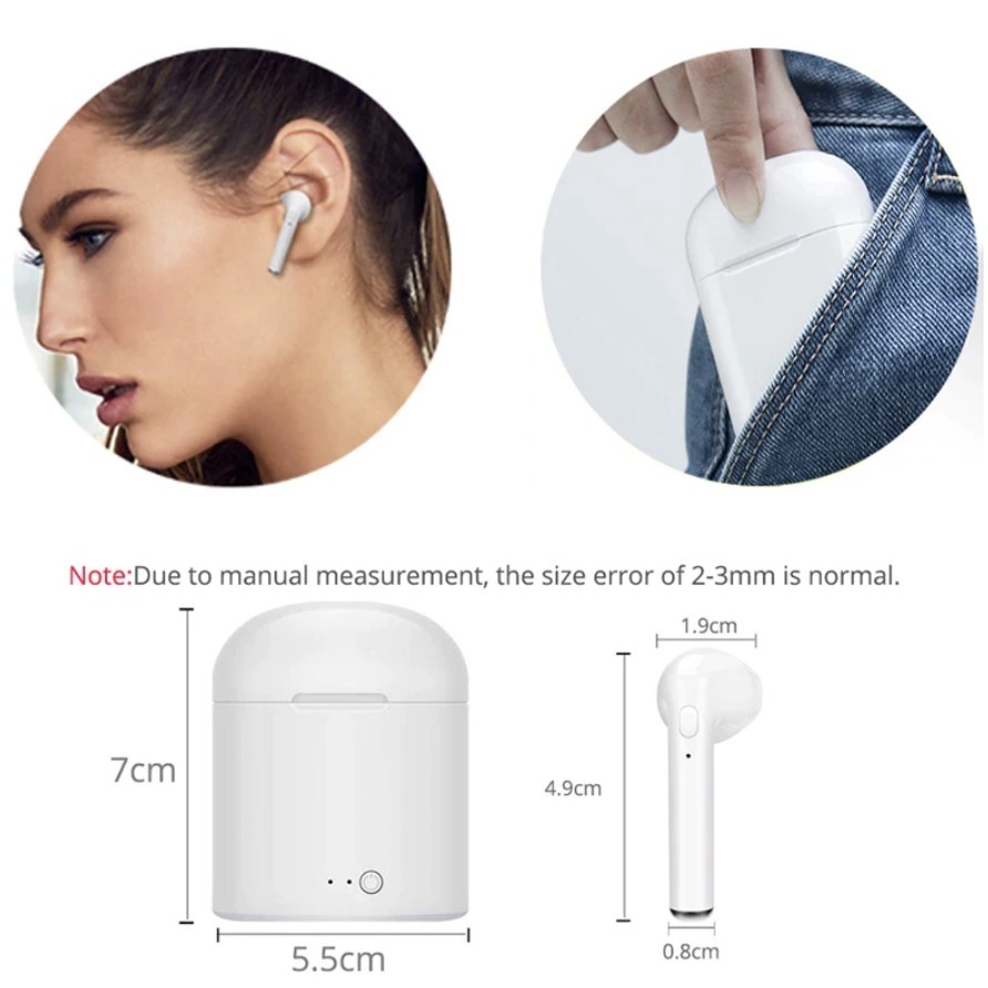 Headset Bluetooth Wireless Earphone  HBQ i7S tws HEADSET I7S TWS