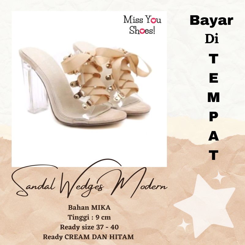 HIGH HEELS KACA Wanita-- High Heels Mika Variasi Hak Kaca Wanita Terbaru Sandal Hak Kaca Sandal HELS