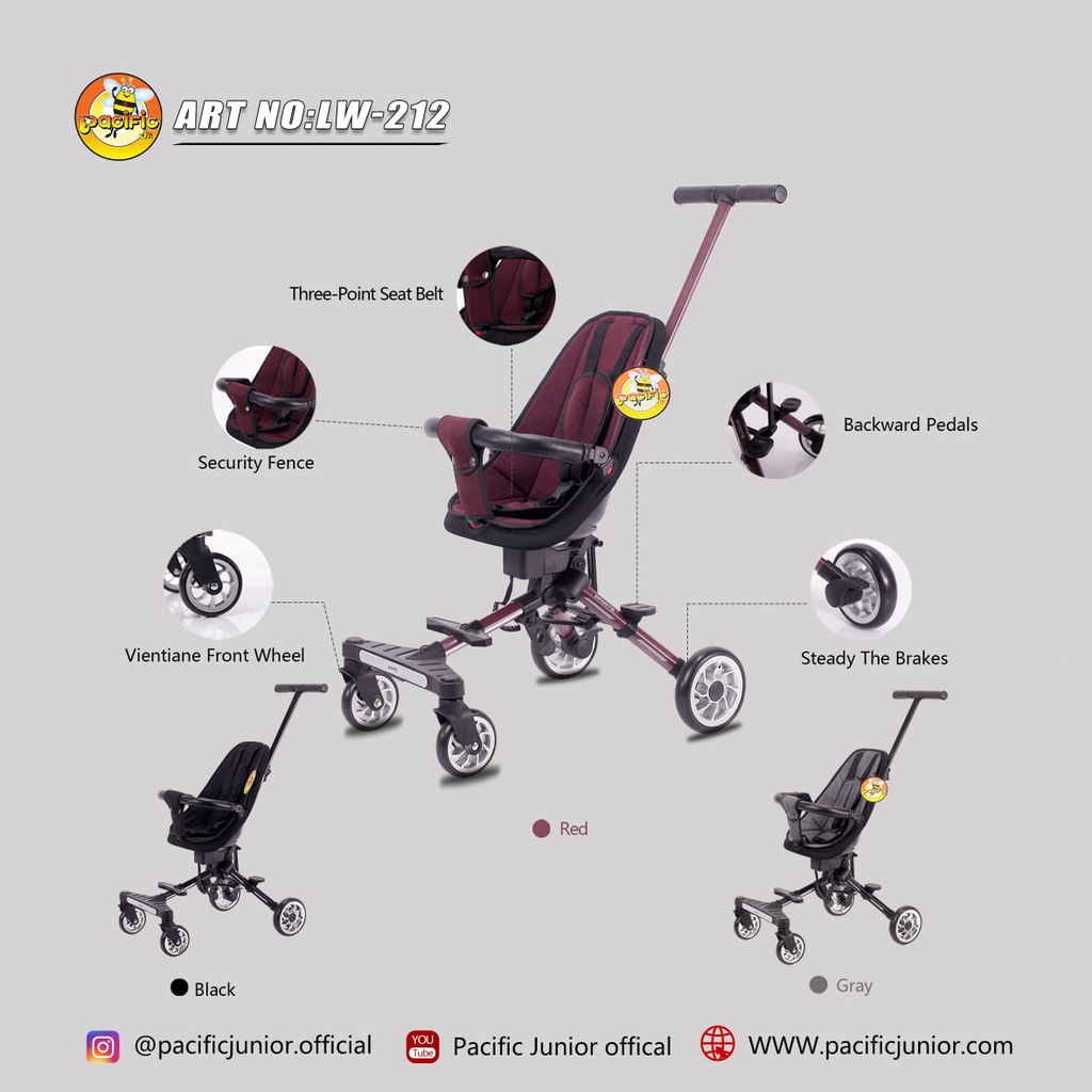 Stroller Balita dan Anak Merk Pacific LW 212 Bisa Dilipat Praktis / LW212 kereta dorong bayi