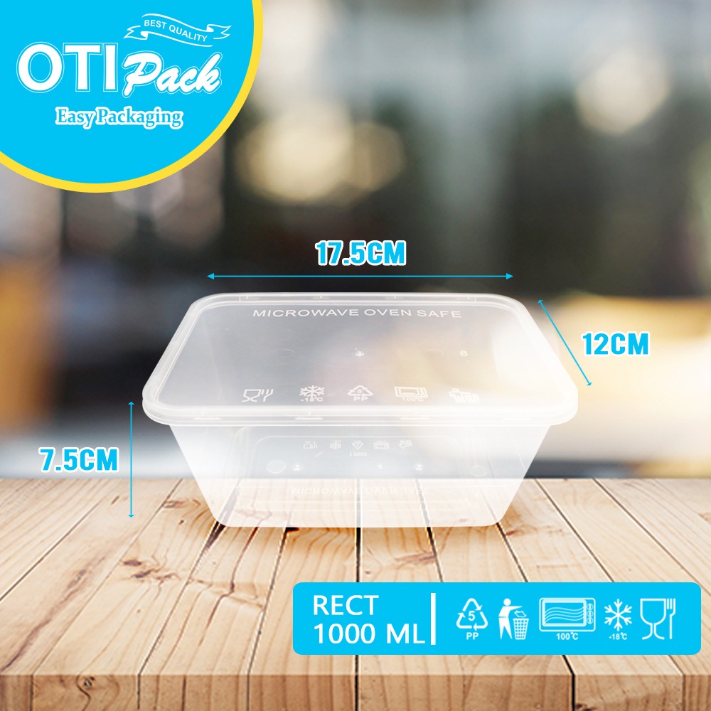 Kotak Makan Plastik 1000ML THINWALL RECTANGLE / Food Container / isi 25 / OTIPACK OT1000