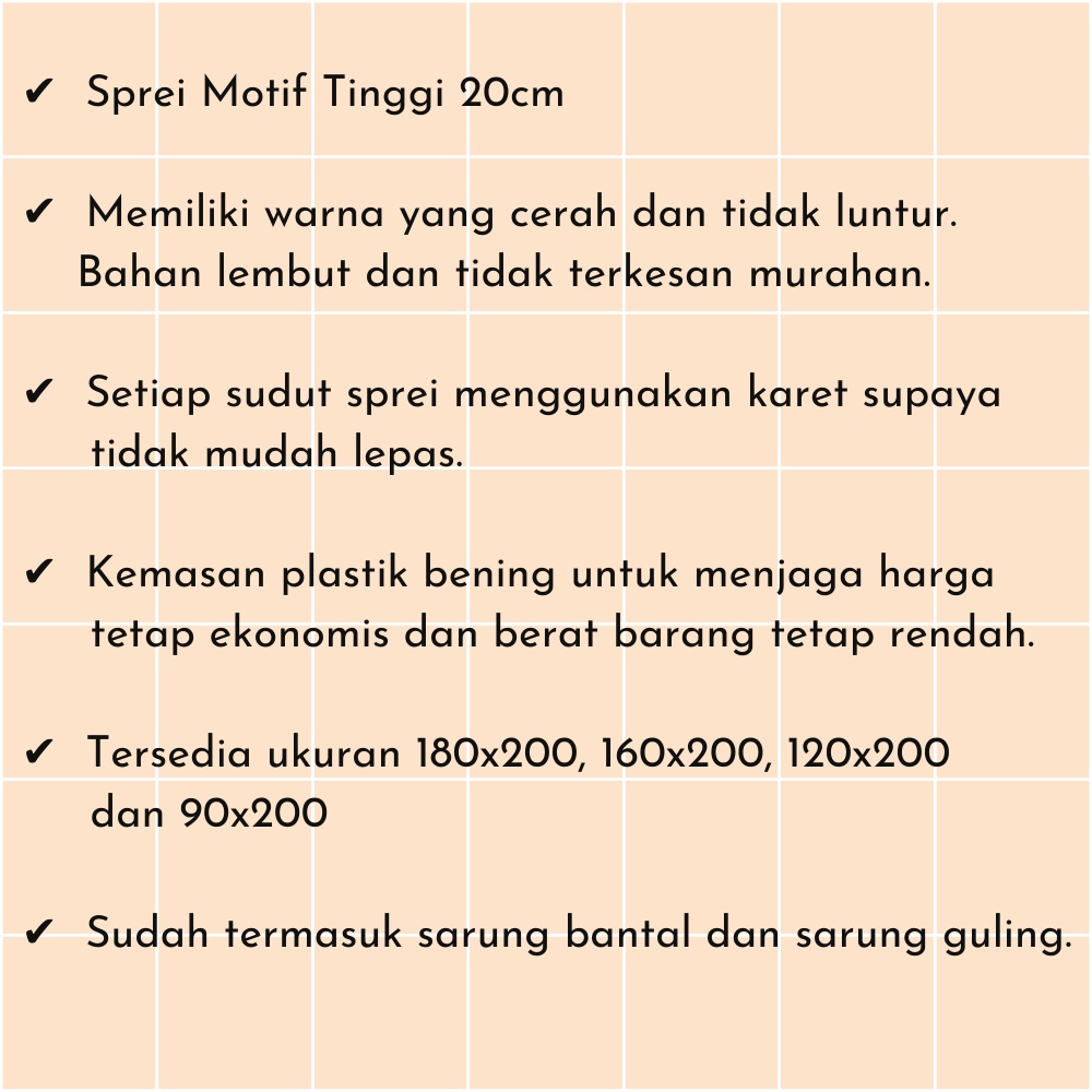 Sprei Estetik 180x200 160x200 120x200 90x200 Motif Kotak Emily Korea Plus Sarung Bantal Dan Guling