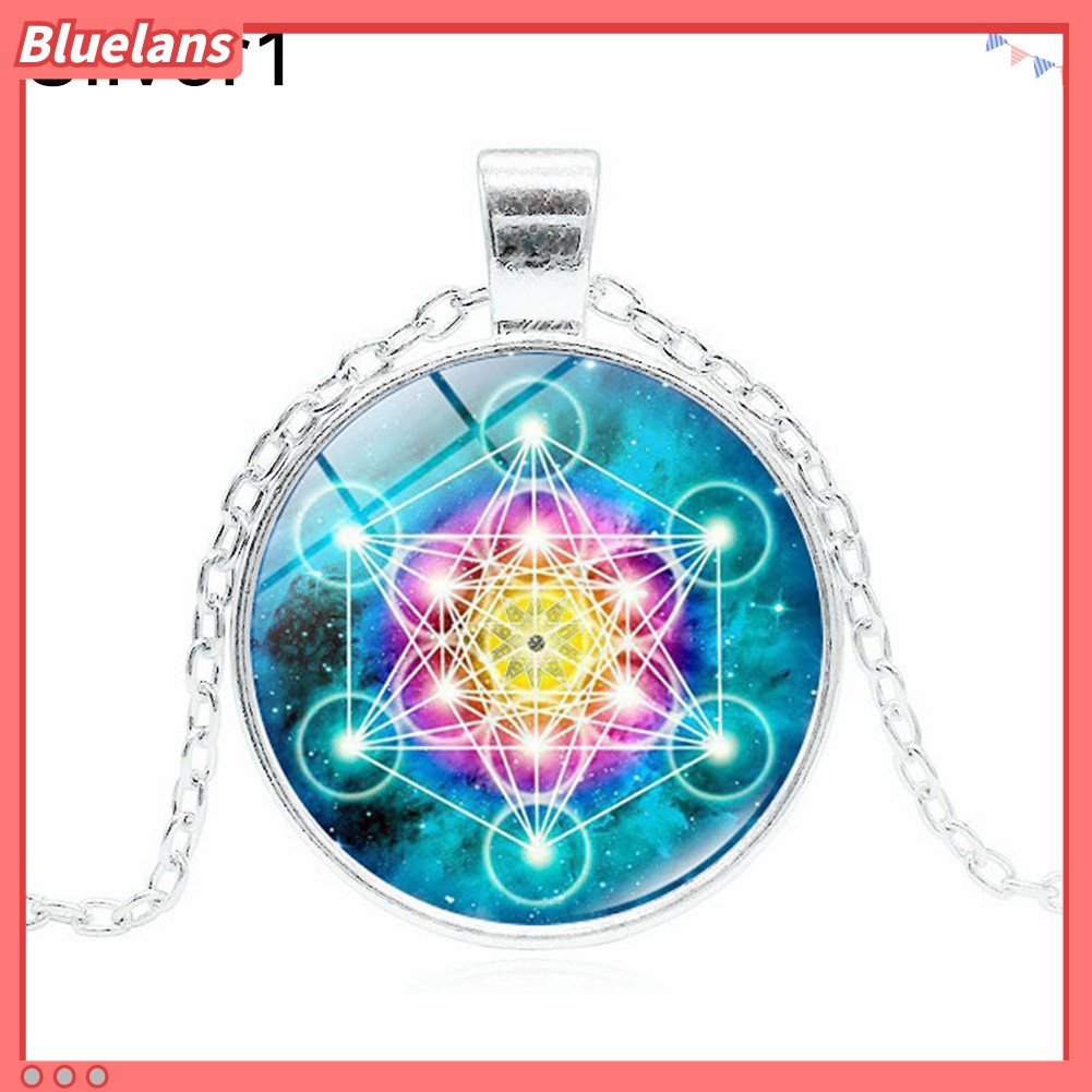 Kalung Liontin Kaca Cabochon Bentuk Bulat Gaya Vintage Untuk Unisex