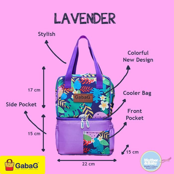 GABAG Cooler Bag POP Series Kecil Lavender / Gendis / Camo / Cactus / Forest / Nara / Aira / Ester - Tas Bayi Asi +Free 1 Ice Gel - Tas Cooler Pendingin Asi Bayi