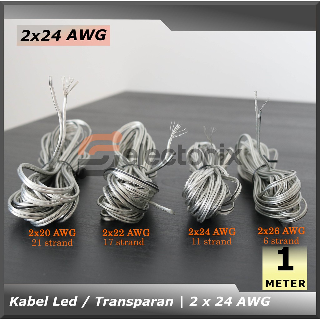 Kabel Listrik 2 x 24 AWG | Transparan [100m]