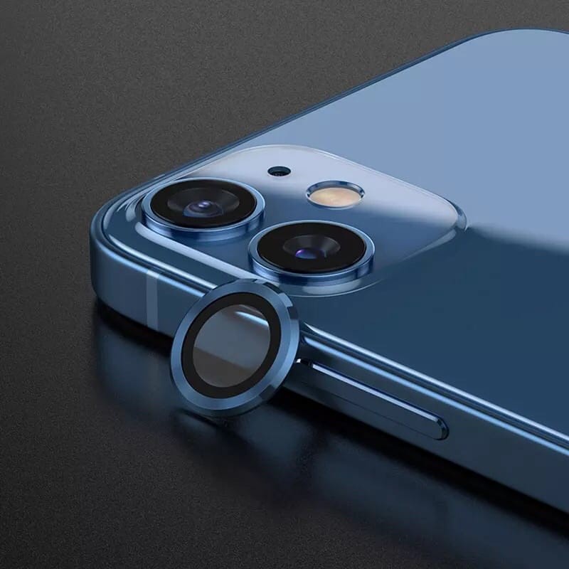 Pelindung Lensa Kamera Iphone Bahan Kaca Aluminium Dengan Ring metal 1 pc
