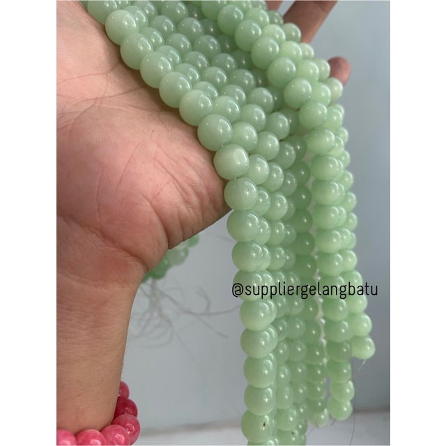 Bahan renceng kalung Gelang GREEN CAT EYE 10mm mata kucing hijau asli