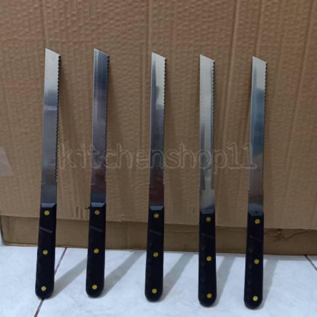 2 set knife bread / pemotong roti / Pisau roti / pisau kue / pisau bolu / pisau roti gagang hitam