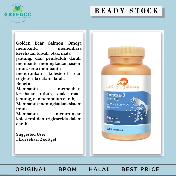 Golden Bear Laboratory Salmon Omega-3 Omega 3 Omega3 Natural isi 100