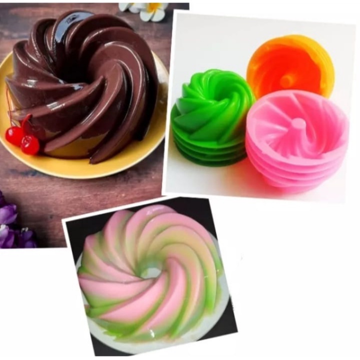 Cetakan Jelly Plastik / Cetakan Puding Bentuk Spiral / Cetakan Agar agar Plastik isi 12pcs