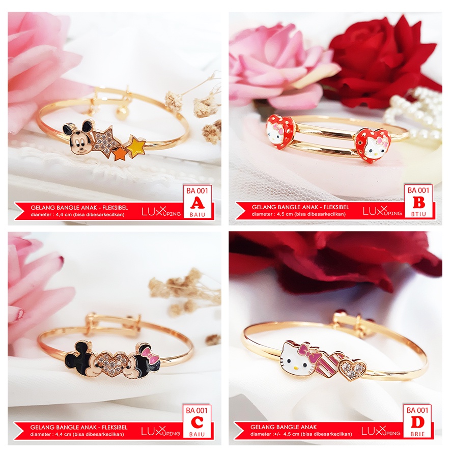 BA 001 Gelang Anak Xuping Perhiasan Set Lapis Emas Bangkok Anak Mini Tikus Hello Kitty Luxx Xuping