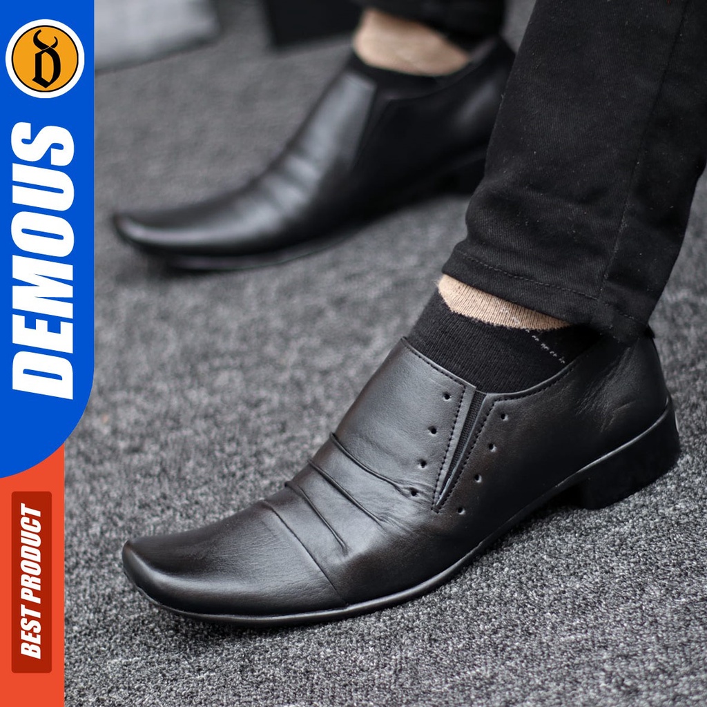 DEMOUS Samak - Sepatu Formal Pantopel Kulit Asli Kerja Pria