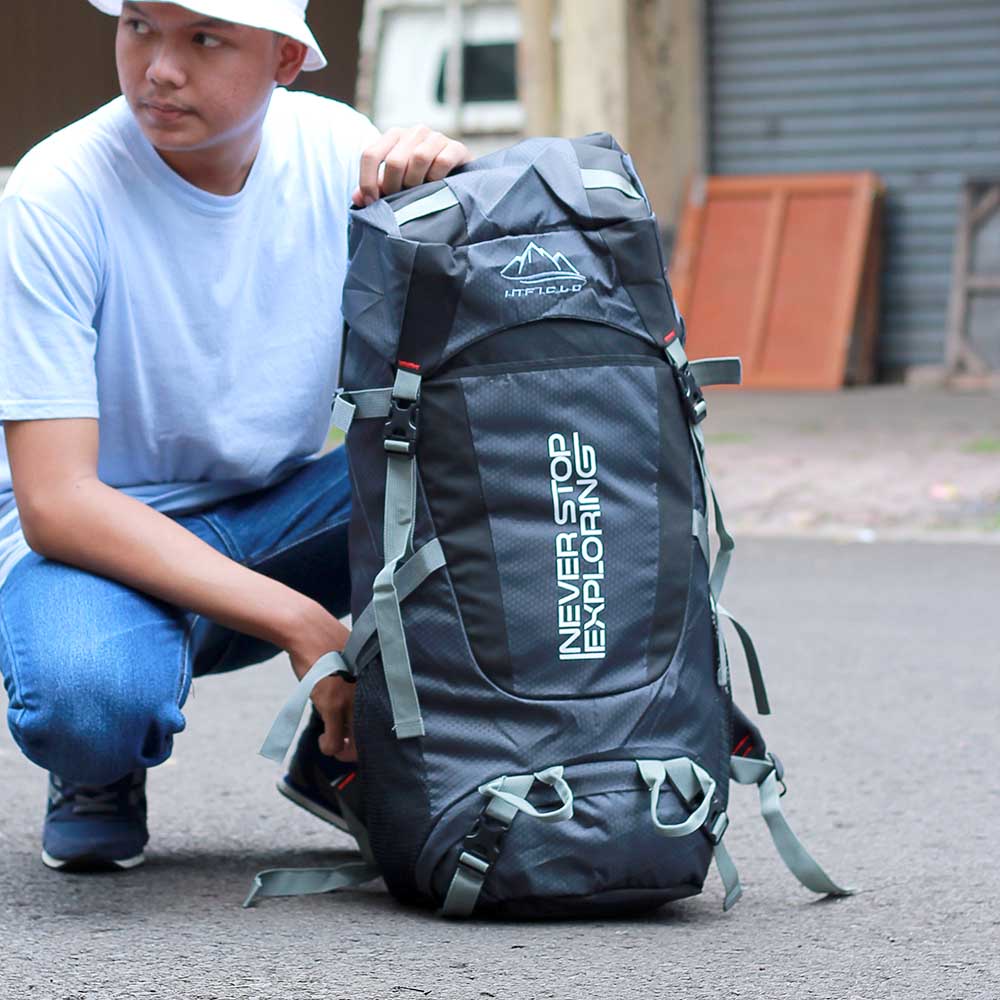 Justrue Tas Gunung Carrier 60 Liter Ransel Keril 60L Abu 541