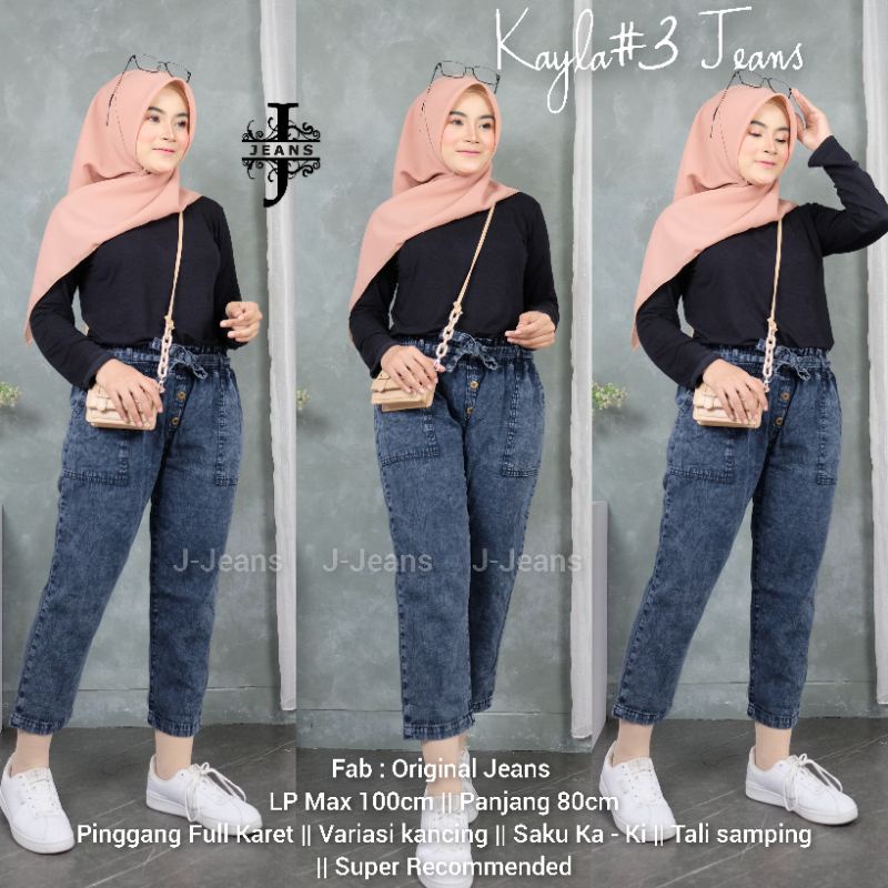 Celana Jeans Wanita Kayla #3 Boyfriends Jeans Snow Black And Snow Blue - recommendation ootd and ootm