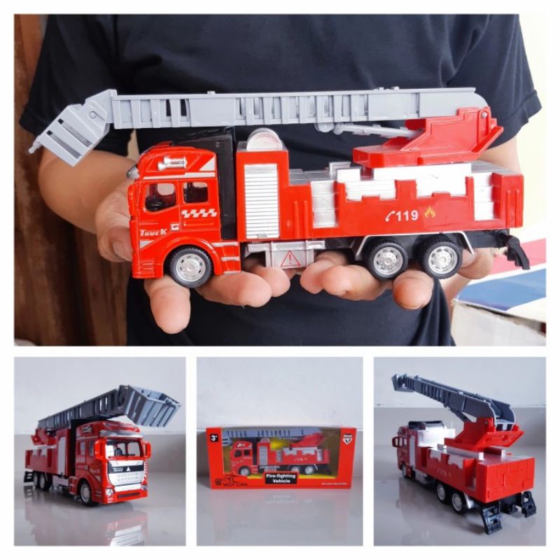 Diecast Truck Pemadam Kebakaran Alloy - Mainan Miniatur Mobil Truk Lon