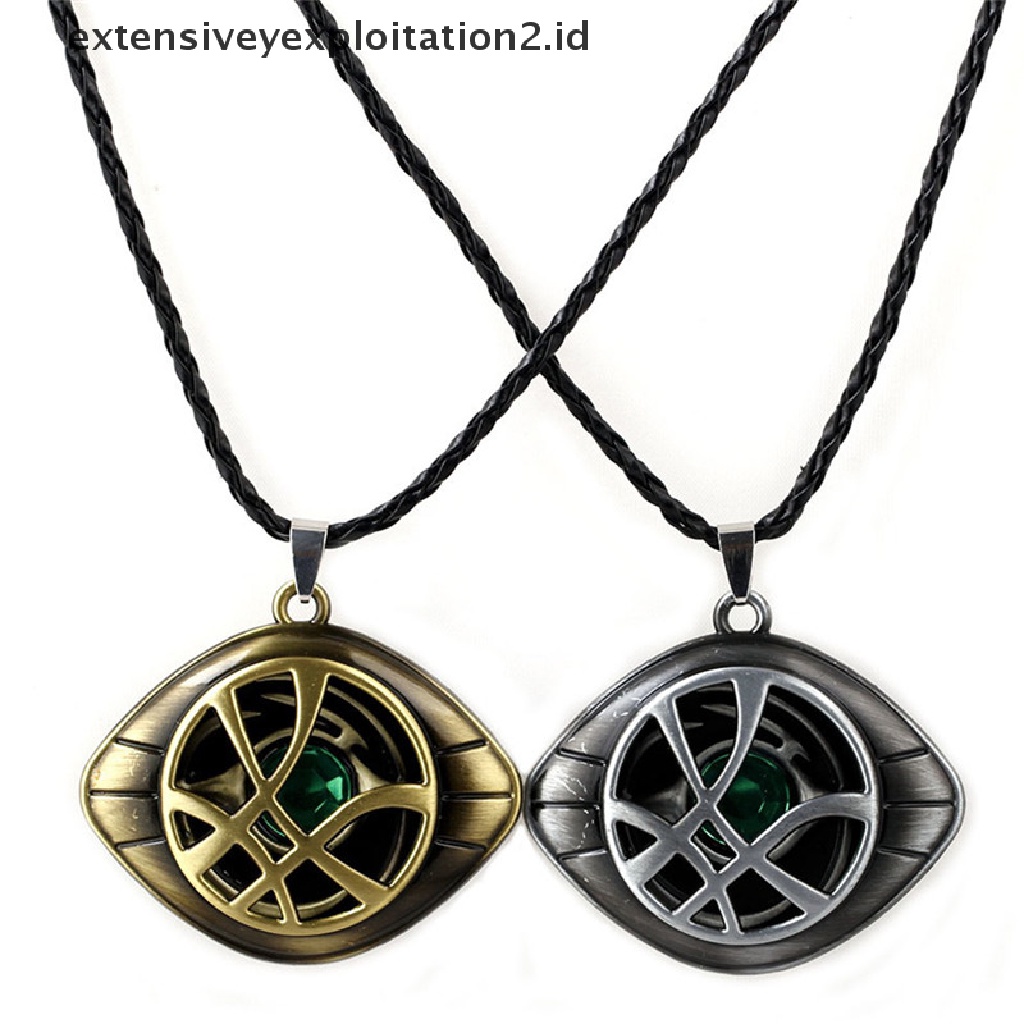 Id Kalung Tali Kulit Dengan Liontin Mata Agamotto Doctor Strange Aksen Kristal Antik Untuk Cosplay