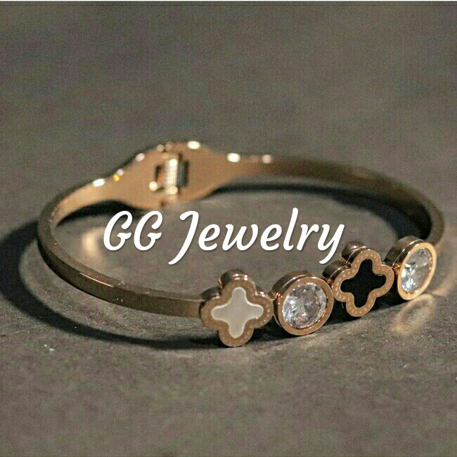 GG Gelang Bangle Aksen Kupu Kupu Titanium Lapis Emas 18k#GB-133