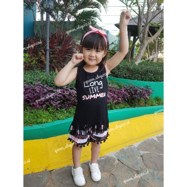 Summer set include headband, dress anak import, dress anak, baju import, baju anak perempuan, baju a
