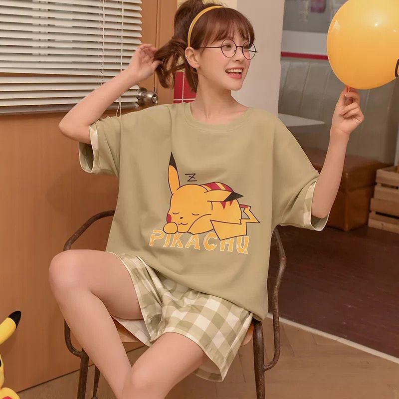 Ven 101- Setelan piyama lengan pendek import motif lucu/impor korea/baju tidur katun bahan lembut-3