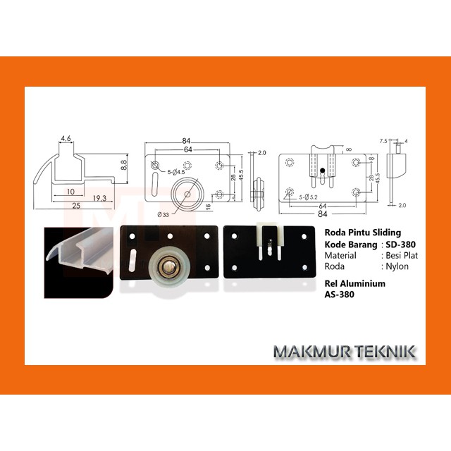 Roda Pintu Geser Huben SD 380