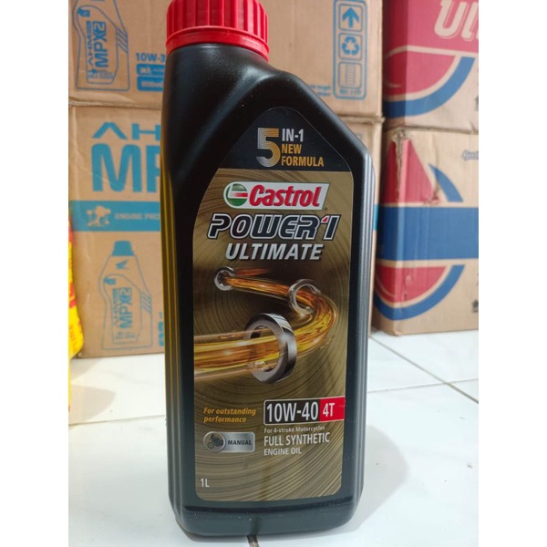 CASTROL POWER'1 ULTIMATE 10W-40 4T 1LITER MANUAL/ UNTUK SPEDA MOTOR MANUAL/BEBEK, Supra fit, Supra x