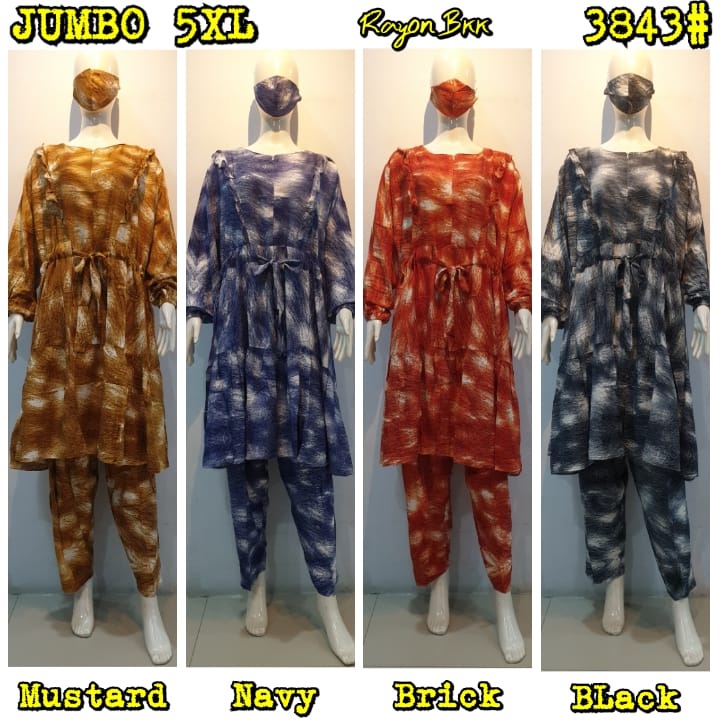 JOSJOLI_STORE/3699-3700 Setcel/Stelan Rayon Super Jumbo XXL Dan 5XL Free Masker/Busui