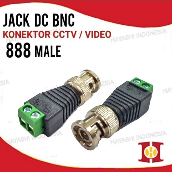 Jack DC Female Male RCA BNC Connector CCTV Kamera Konektor Cewek Cowok - 10pcs