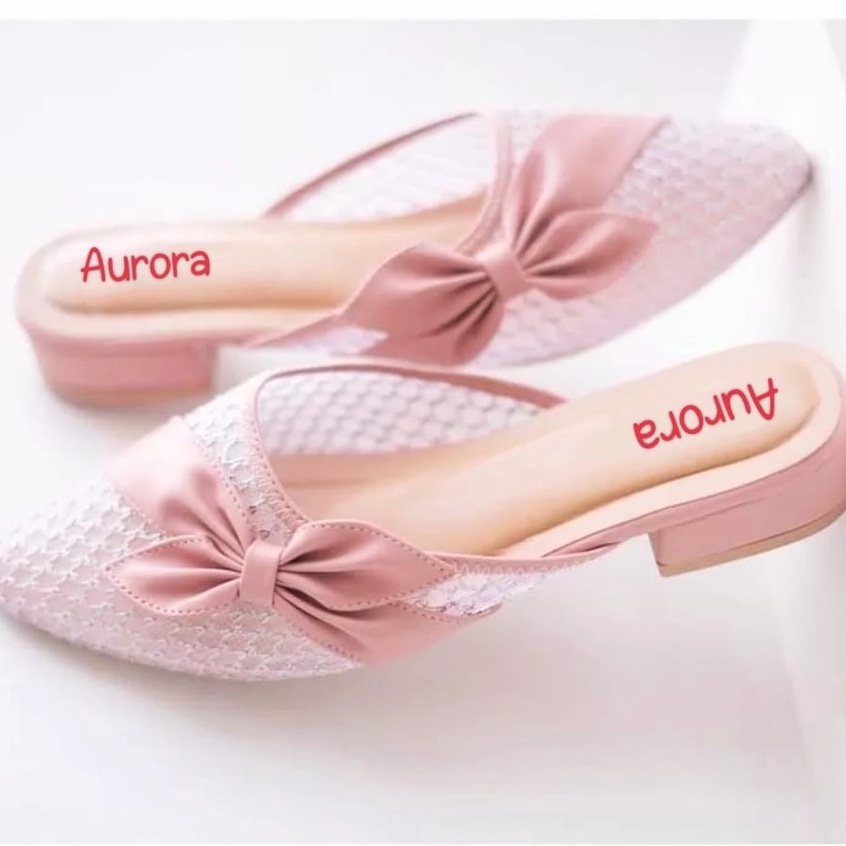 Juragan Onlen - DELIA Flats Sepatu Slip On Wanita Flat Shoes Fashion Bahan Jala Brukat Payet Sandal Mules Pita Cantik-1