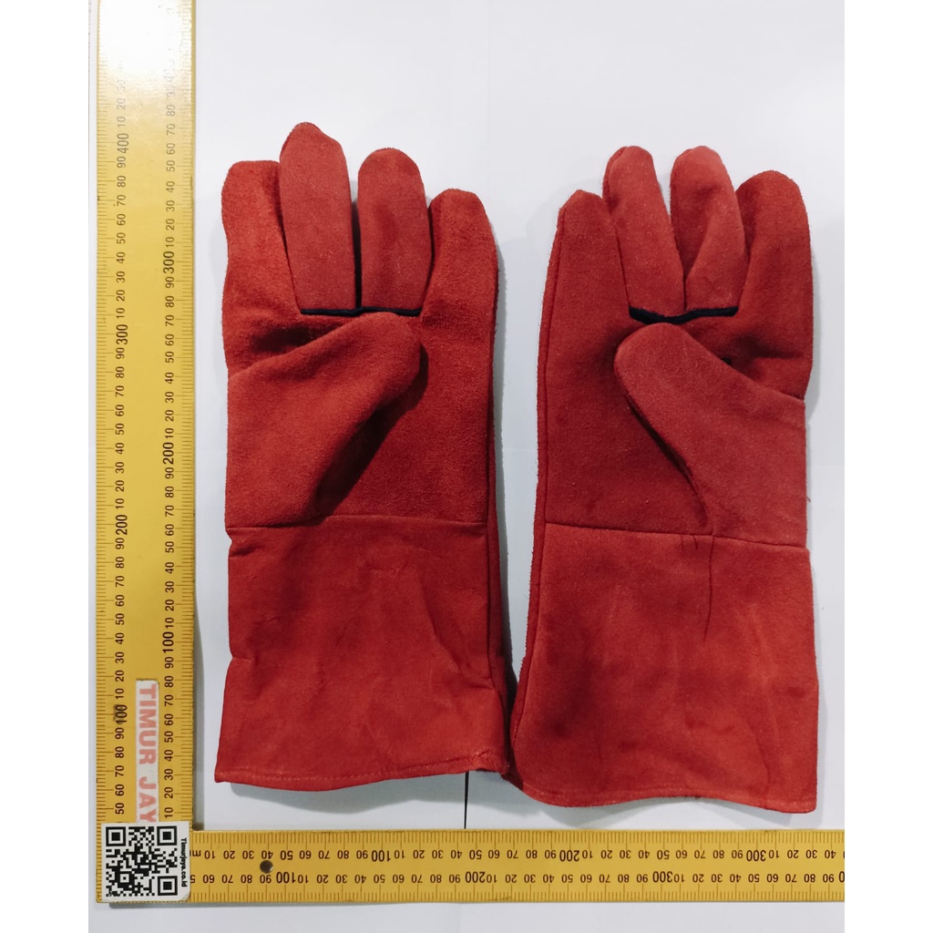 Sarung Tangan Kulit Las Merah 14 Leather Welding Gloves Max Red Gosave