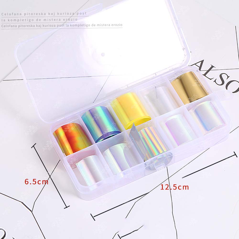 MXBEAUTY 1 Box/set Nails Art Decoration DIY Nail Foil Film Aurora Broken Glass Foils Mirror Glitter Decal Colorful Transfer Paper Nail Stickers Manicure Tools Laser Cellophane