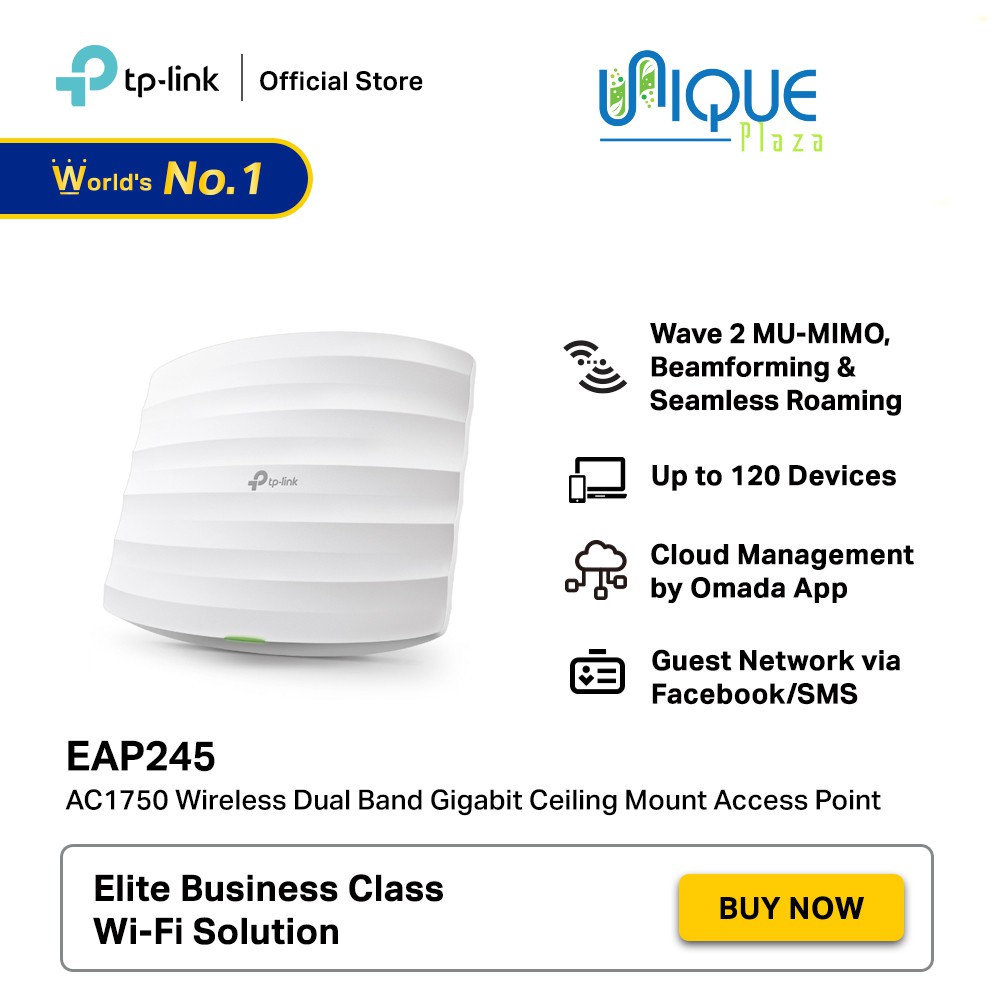 TP-LINK EAP245 AC1750 Wireless Dual Band Gigabit Ceiling Mount AP