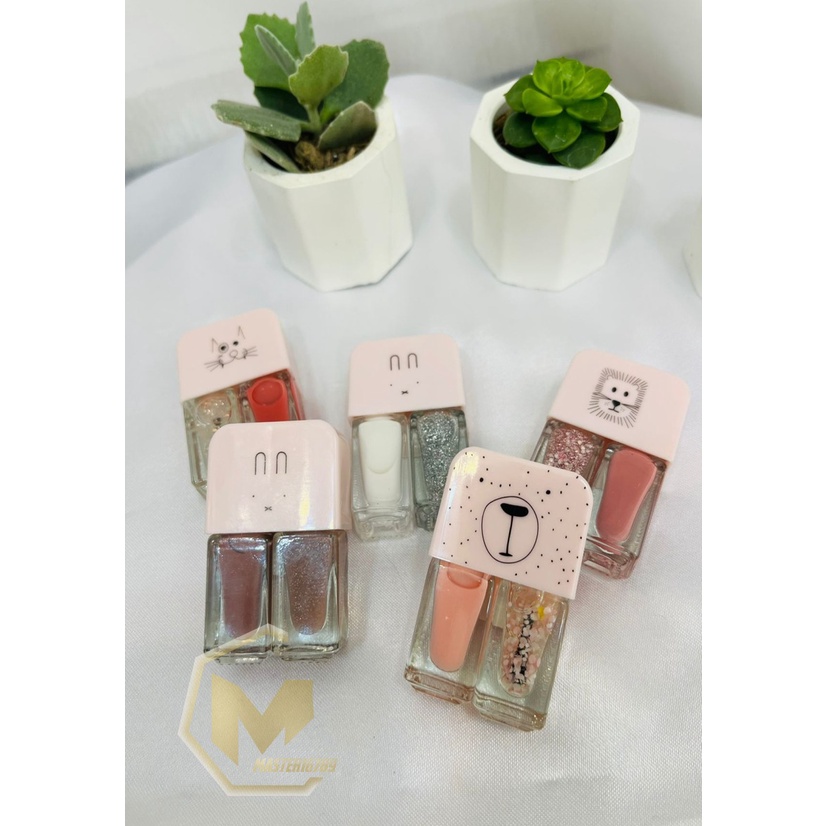 2IN1 kutek cat kuku Korea Lucu 2 Warna Gel Nail polish MA2797